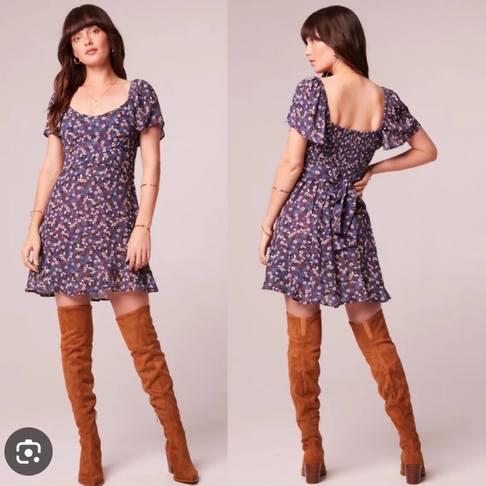 Band of the Free Coraline Purple/Ivory Floral Mini Dress M New